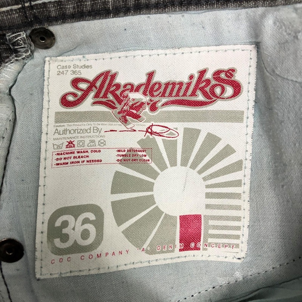 Akademiks Jeans Mens 36 Gray Straight Leg Relaxed Fit Baggy Denim Pants Everyday - Picture 7 of 15